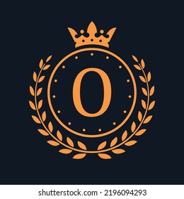 Royal logo emblem isolated on rich dark blue background vector image.
