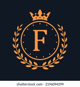 Royal logo emblem isolated on rich dark blue background vector image.