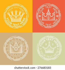 Royal  logos set. Modern calligraphic ornament lines. Vector illustration.