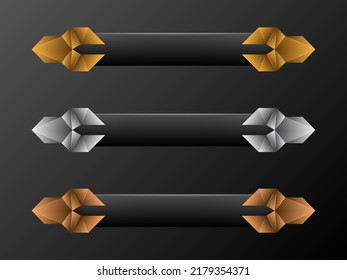 Royal lower third game interface medieval style banners. luxury gold, silver, bronze banners for decoration. 