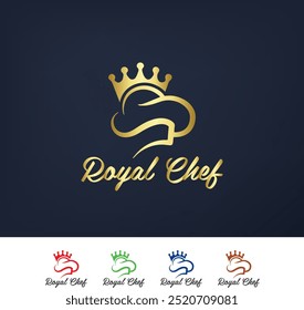 For a Royal Luxury Chef logo featuring a chef cap design, create an emblem that embodies sophistication and culinary excellence. The logo should showcase a finely detailed chef’s hat adorned with a re