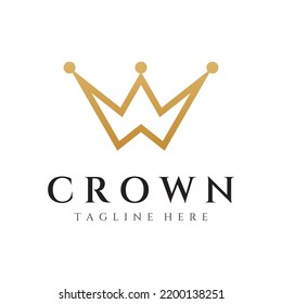 Royal luxury crown abstract logo.Crown with monogram, with elegant and minimalist lines isolated on the background.