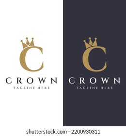 Royal luxury crown abstract logo.Crown with monogram, with elegant and minimalist lines isolated on the background.