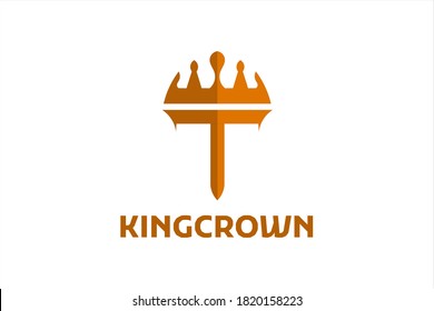 Royal and Luxury Flat Vector Logo with crown and initial "T" golden color in light background. Usable for luxury general business brand. usable for hotel logo, real estate jewelry, etc.