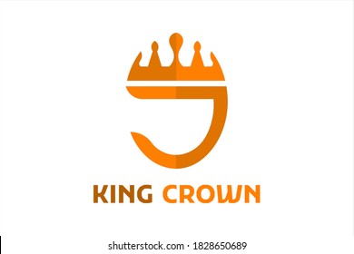 Royal and Luxury Flat Vector Logo with crown and initial "J" forming  face or head of the king golden color in light background. Usable for luxury general business brand. 