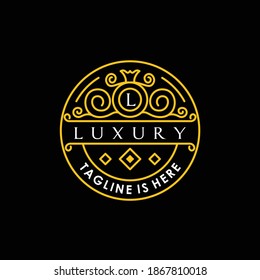 königlich blühendes Logo, Vektorgrafik für Schmuckmode im Spa-Hotel-Restaurant