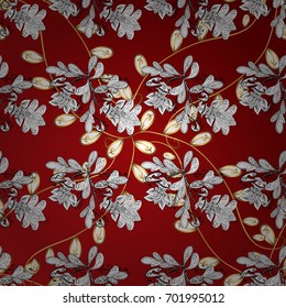 Royal luxury golden baroque damask vintage. Vector with gold antique floral medieval decorative, leaves and golden pattern ornaments on red background.