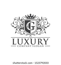 Royal Luxury Heraldic Crest Logo Design Concept Vector Template