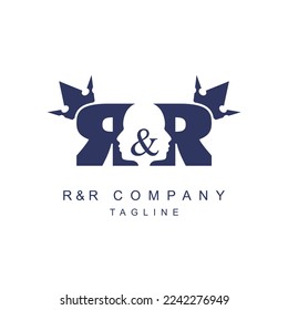 Royal luxury logo with R letter silhouette. Medieval king profile.