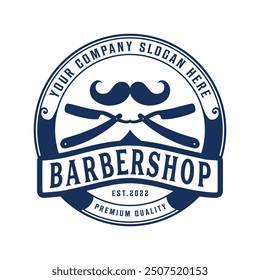 Royal luxury vintage Barbershop Logo Vector Template. Man haircut salon retro design and sign badge vector isolated.