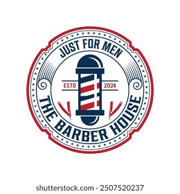 Royal luxury vintage Barbershop Logo Vector Template. Man haircut salon retro design and sign badge vector isolated.