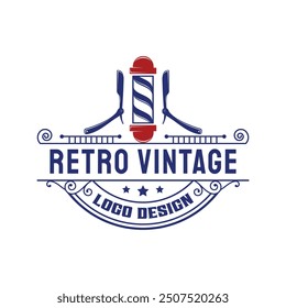 Royal luxury vintage Barbershop Logo Vector Template. Man haircut salon retro design and sign badge vector isolated.