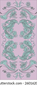 Royal magic fairy tale birds and flowers pattern.