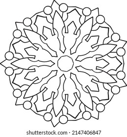 Royal mandala design black and white, circle frame, ornaments  