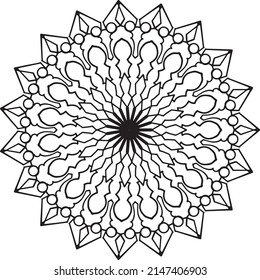 Royal mandala design black and white, circle frame, ornaments  