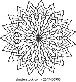 Royal mandala design black and white, circle frame, ornaments  