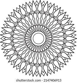 Royal mandala design black and white, circle frame, ornaments  