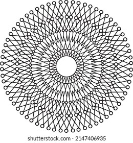 Diseño de Mandala real en blanco y negro, marco de círculo, adornos  