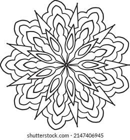 Royal mandala design black and white, circle frame, ornaments  