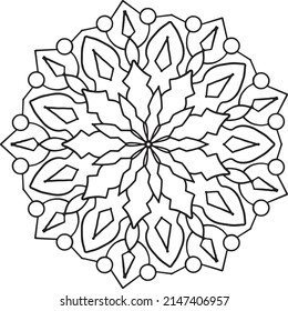 Royal mandala design black and white, circle frame, ornaments  