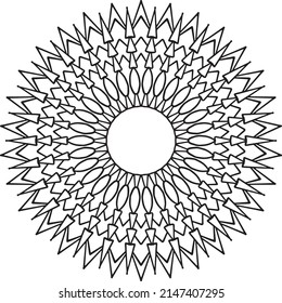 Royal mandala design black and white, circle frame, ornaments  