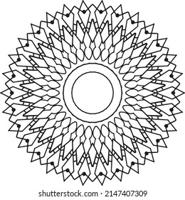 Diseño de Mandala real en blanco y negro, marco de círculo, adornos  
