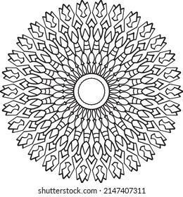 Royal mandala design black and white, circle frame, ornaments  