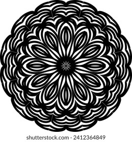 Royal mandala design black and white, circle frame, ornaments
