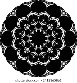 Royal mandala design black and white, circle frame, ornaments
