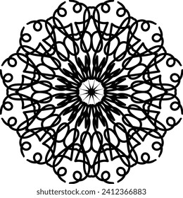 Royal mandala design black and white, circle frame, ornaments
