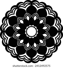 Royal Mandala Design Schwarz-Weiß, Circle Frame, Ornamente
