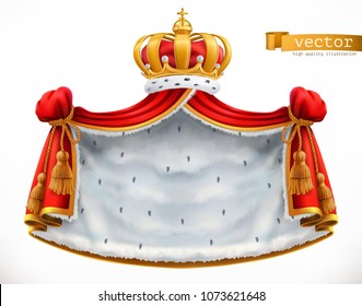 Royal mantle and crown. 3d vector icon