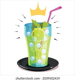 Royal mojito lemonade cartoon vector icon illustration. Food object mojito isolated.