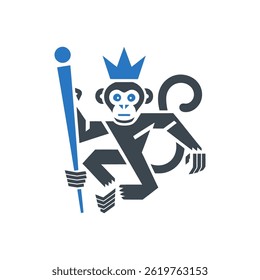 Royal Monkey Guardian Icon Isolated On White Background