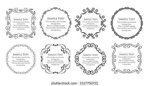 Royal monogram frame. Hand drawn crown emblem, vintage doodle sketch sign and elegant monograms. Decorative antique boutique signage border or floral ornament gold logo. Isolated vector symbols set
