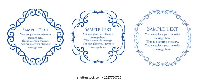 Royal monogram frame. Hand drawn crown emblem, vintage doodle sketch sign and elegant monograms. Decorative antique boutique signage border or floral ornament gold logo. Isolated vector symbols set