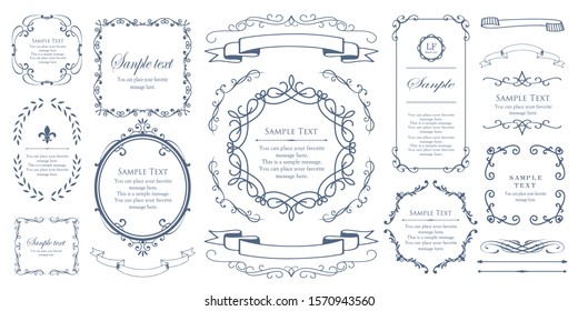 Royal monogram frame. Hand drawn crown emblem, vintage doodle sketch sign and elegant monograms. Decorative antique boutique signage border or floral ornament gold logo. Isolated vector symbols set