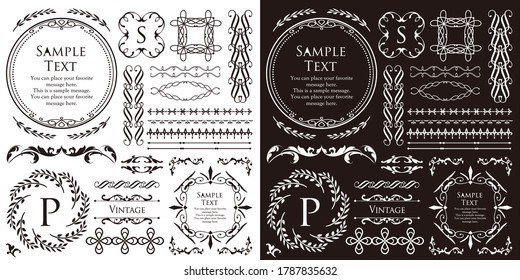 Marco monográfico real. Emblema de la corona dibujado a mano, símbolo de dibujo de doodle vintage y elegantes monogramas. Borde decorativo de señalización boutique de época o logotipo de oro adorno floral. Conjunto de símbolos vectoriales aislados