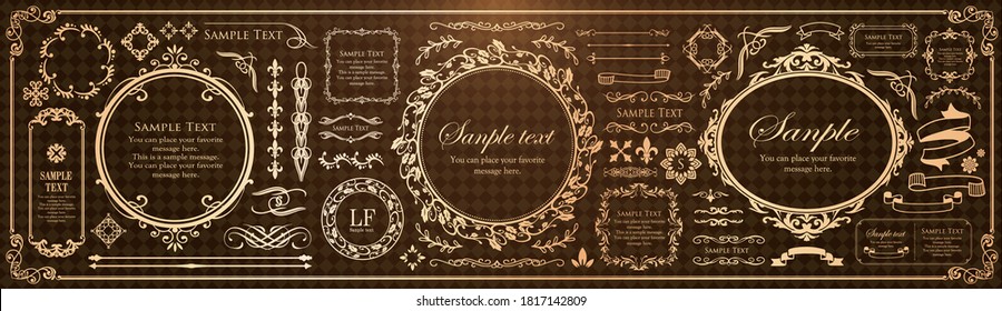 Royal monogram frame. Hand drawn crown emblem, vintage doodle sketch sign and elegant monograms. Decorative antique boutique signage border or floral ornament gold logo. Isolated vector symbols set