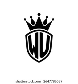 Logotipo Royal Monogram Shield com Crown - Luxo Moderno Emblema Design para Branding e Identidade WU