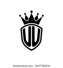 Logotipo Royal Monogram Shield com Crown - Luxo Moderno Emblema Design para Branding e Identidade WU