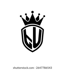 Logotipo Royal Monogram Shield com Crown - Design moderno de emblema de luxo para marca e identidade TU