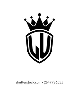 Royal Monogram Shield Logo with Crown – Luxury Modern Emblem Design for Branding and Identity LU
