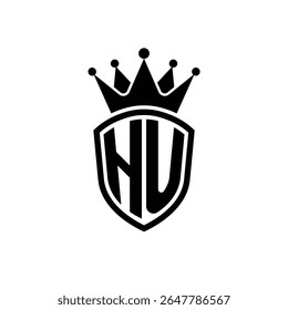 Logotipo Royal Monogram Shield com Crown - Design de Emblema Moderno de Luxo para Branding e Identidade HU