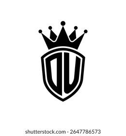 Logotipo Royal Monogram Shield com Crown - Luxury Modern Emblem Design para marca e identidade DU