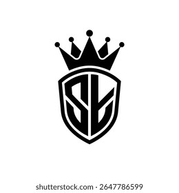 Royal Monogram Shield Logo with Crown – Luxury Modern Emblem Design for Branding and Identity ST
