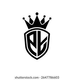 Royal Monogram Shield Logo with Crown – Luxury Modern Emblem Design for Branding and Identity PT