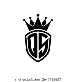 Logotipo del escudo del monograma real con la corona – diseño moderno de lujo del emblema para la marca y la identidad QS