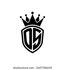 Logotipo Royal Monogram Shield com Crown - Design de Emblema Moderno de Luxo para Branding e Identidade OS