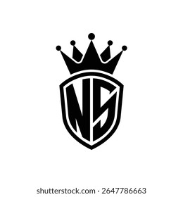 Logotipo Royal Monogram Shield com Crown - Luxo Moderno Emblema Design para Branding e Identidade NS